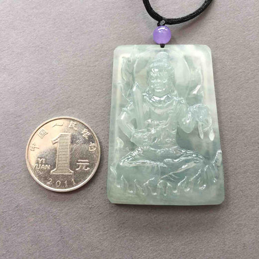 翡翠冰种飘花不动尊菩萨牌 商品图3