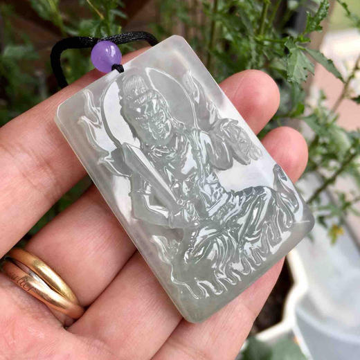 翡翠冰种飘花不动尊菩萨牌 商品图7