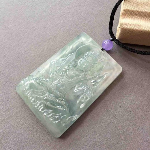 翡翠冰种飘花不动尊菩萨牌 商品图2