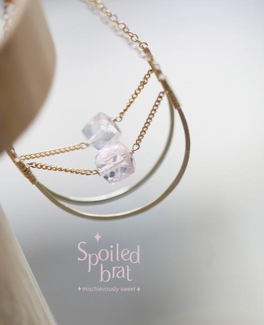 SpoiledBart Jewelry 14K注金 天然粉晶 耳钉 商品图0
