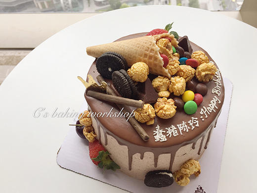 打翻的甜筒（爆米花款）忌廉蛋糕（外层是巧克力忌廉）（默认自提，收费配送请联系客服） 商品图0