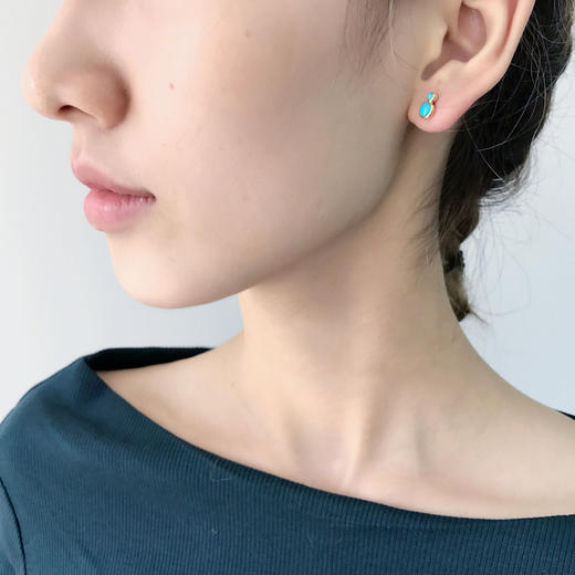 北京仓｜TASHI-TQ Stone-绿松石 耳钉［加拿大设计师］ 商品图2