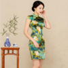 HB8708荷花绿复古修身桑蚕丝旗袍 商品缩略图0