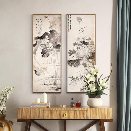 新中式山水花卉三联装饰挂画B150 商品图0