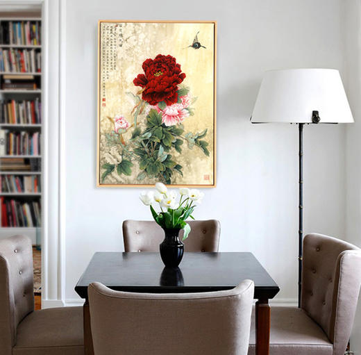 新中式花开富贵牡丹竖版装饰挂画B130 商品图1