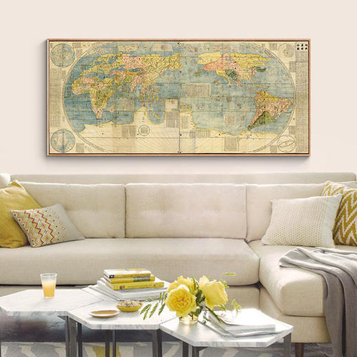 坤舆万国复古手绘世界地图装饰挂画B119 商品图0