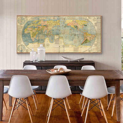坤舆万国复古手绘世界地图装饰挂画B119 商品图1