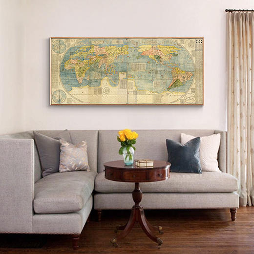 坤舆万国复古手绘世界地图装饰挂画B119 商品图2