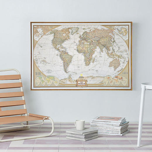 美式复古世界地图装饰挂画B068 商品图0