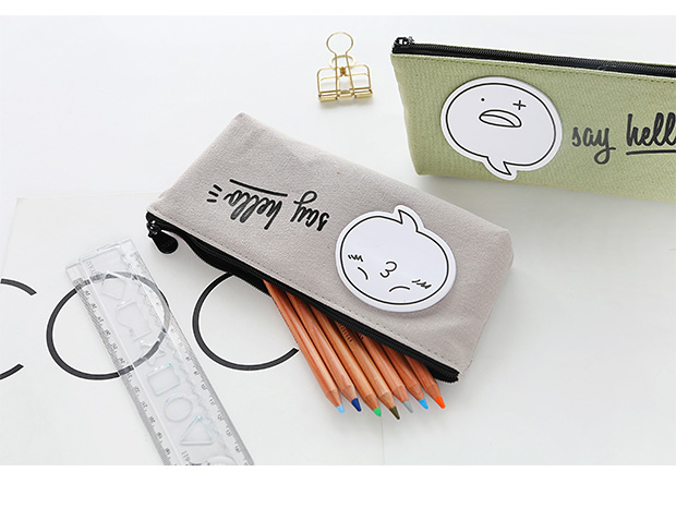 三年二班文具韩国创意卡通表情笔袋大容量文具袋男女学生铅笔袋