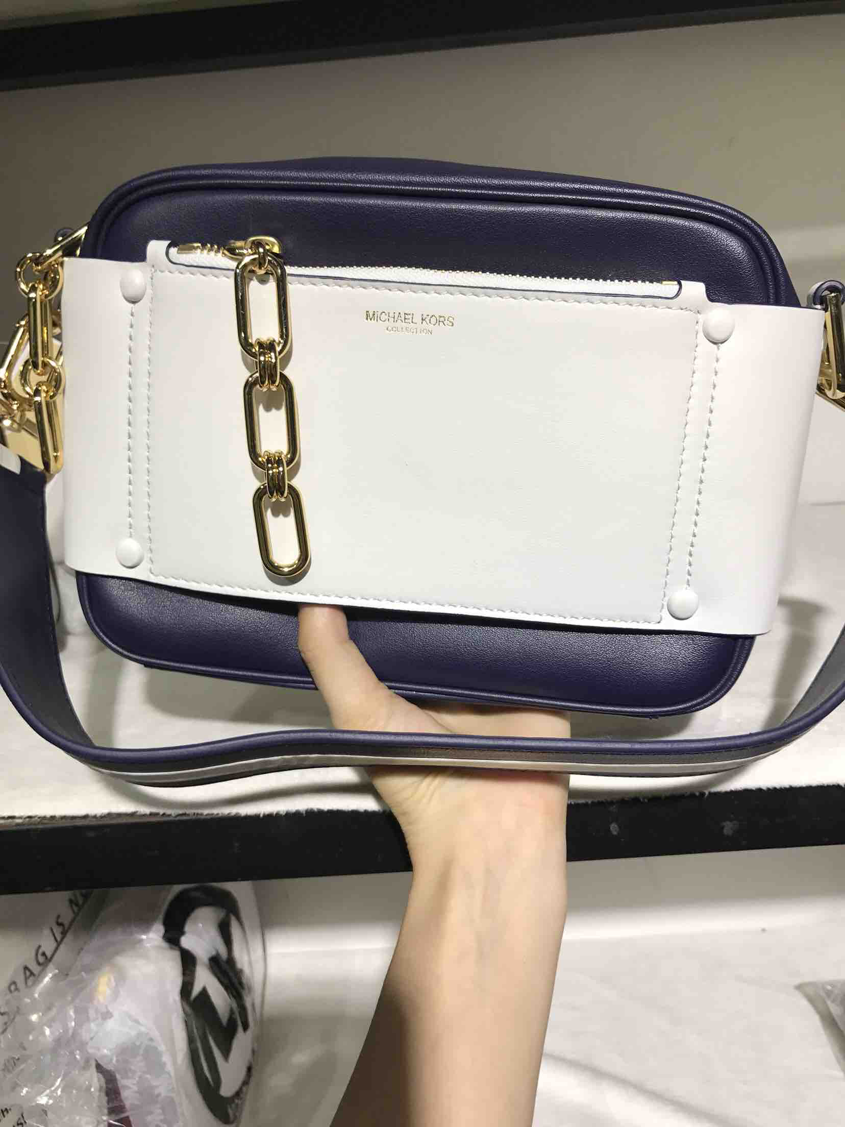 mk拼色单肩包孤品一个