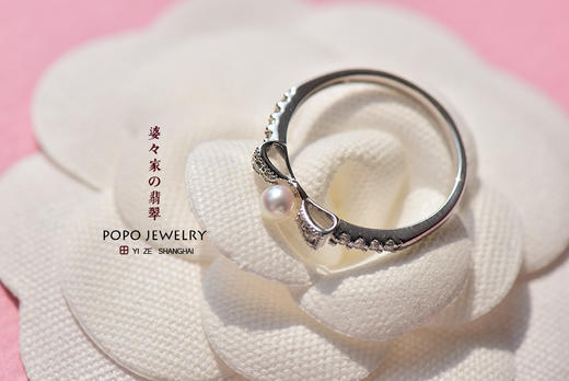 轻奢系列——18k白金珍珠蝴蝶结戒指 商品图3