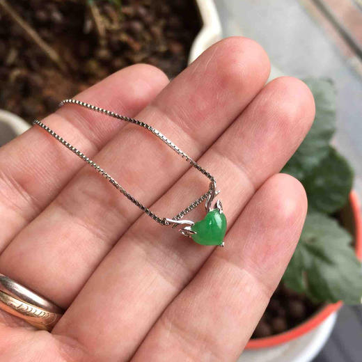 冰种阳绿翡翠鹿18k白金镶嵌 商品图6