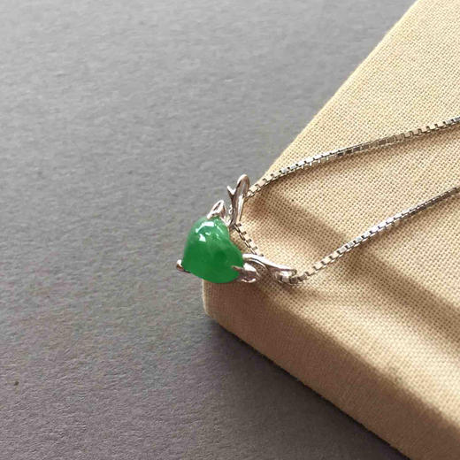 冰种阳绿翡翠鹿18k白金镶嵌 商品图1