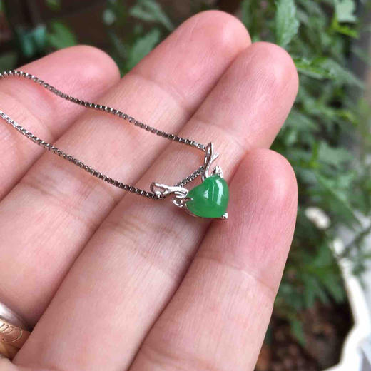 冰种阳绿翡翠鹿18k白金镶嵌 商品图7