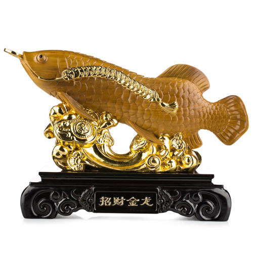 金丝楠木招财金龙鱼摆件 货号120033