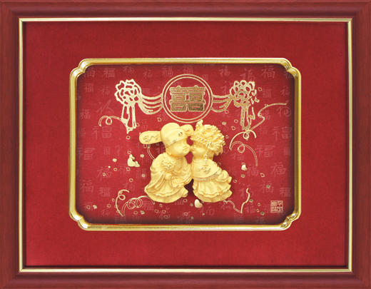 【彼达思】24K金箔画 双喜娃娃 商品图0