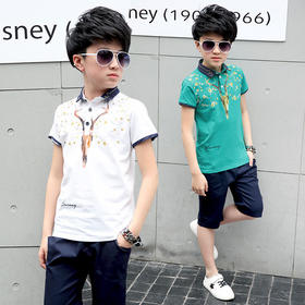 【套装】童装男童新款韩版夏款宝宝衣服两件套中大童纯棉鹿头套装