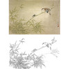 横幅工笔花鸟白描底稿-周中耀《松鸦尔何来》-多种白描尺寸可选-ZT19 商品缩略图0