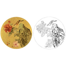 工笔花鸟白描底稿-周中耀小品《闻香》-多种白描尺寸可选-ZY22