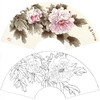 工笔花鸟白描底稿-牡丹扇面小品-王庆升《醉露》-多种白描尺寸可选-SL12 商品缩略图0