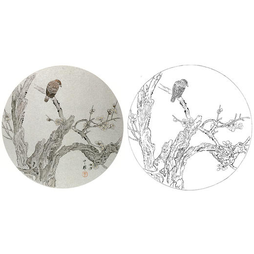 工笔花鸟白描底稿周中耀小品孤赏多种白描尺寸可选zy17