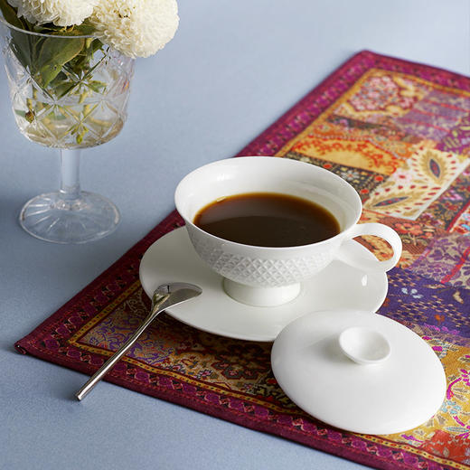 哲品 对白.杯碟通透骨瓷咖啡杯含勺下午茶茶杯套装高杯脚餐 商品图2