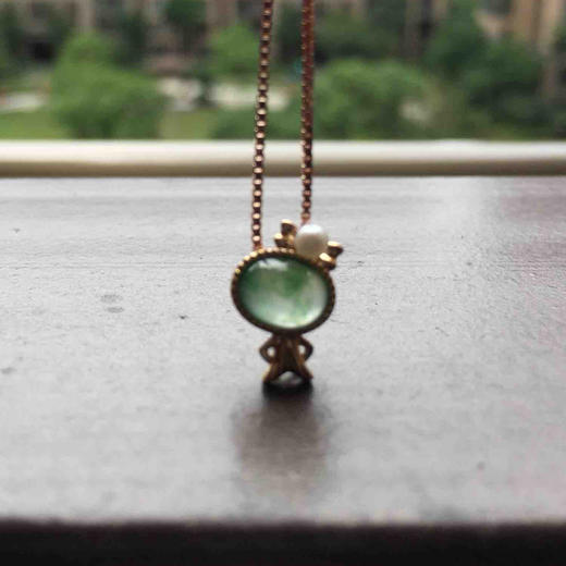 处女座，高冰种飘绿花翡翠蛋面星座系列18k玫瑰金钻石镶嵌 商品图8