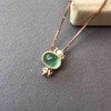 处女座，高冰种飘绿花翡翠蛋面星座系列18k玫瑰金钻石镶嵌 商品缩略图2