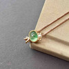 处女座，高冰种飘绿花翡翠蛋面星座系列18k玫瑰金钻石镶嵌 商品缩略图0