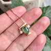 天秤座，高冰种飘绿花翡翠蛋面星座系列18k玫瑰金钻石镶嵌 商品缩略图7