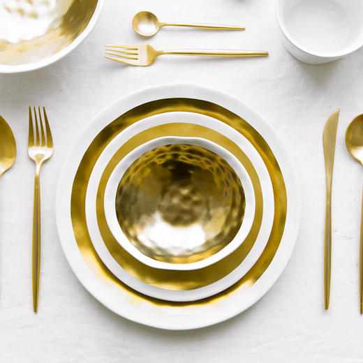摩登主妇欧式创意金银系列陶瓷餐具碗盘马克杯面碗西餐盘牛排盘1 商品图0