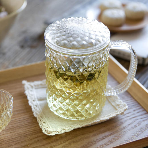 摩登主妇高硼硅耐热玻璃杯子花茶杯带盖喝水杯茶杯茶隔玻璃杯