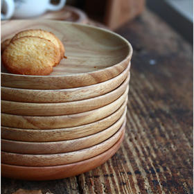 日式欧式原单实木原木托盘糕点盘 圆形小盘碟子杯垫餐盘子 蛋糕盘1