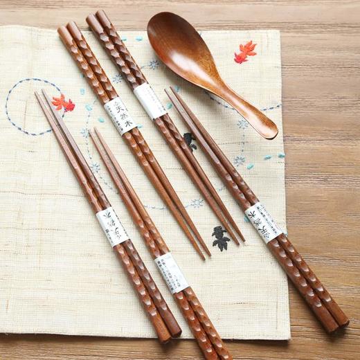创意日式餐具 木勺调羹 便携餐具套装 木质汤勺鱼鳞筷子筷勺套装1 商品图0