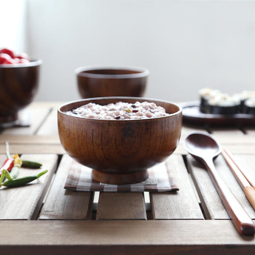 天然实木手工木碗 出口热销酸枣木儿童安全饭碗 日式木质餐具套1 商品图1