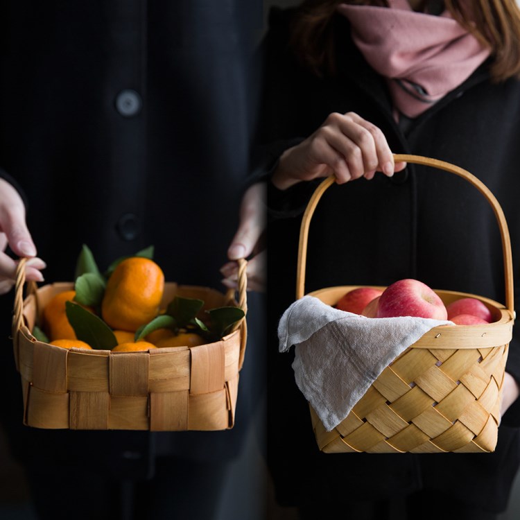 摩登主妇 创意手工木片编织篮子 木片篮 水果小篮子环保篮野营篮1