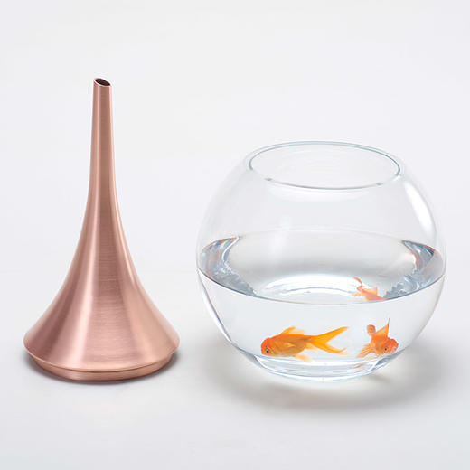 哲品家居ZL忆江南花器现代简约红铜玻璃花瓶可养鱼插干花创意摆件 商品图4