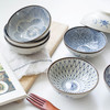 摩登主妇日式和风釉下彩手绘陶瓷米饭碗螺纹沙拉碗水果碗零食碗1 商品缩略图0