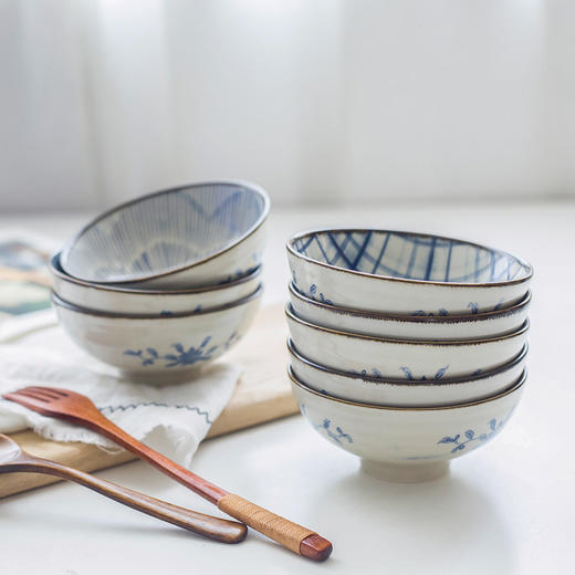 摩登主妇日式和风釉下彩手绘陶瓷米饭碗螺纹沙拉碗水果碗零食碗1 商品图2