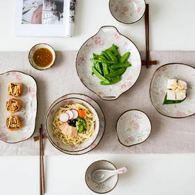 摩登主妇日式漫舞樱花系列手绘陶瓷餐具米饭碗汤碗面碗寿司盘菜盘1