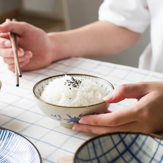 摩登主妇日式和风釉下彩手绘陶瓷米饭碗螺纹沙拉碗水果碗零食碗1 商品图1