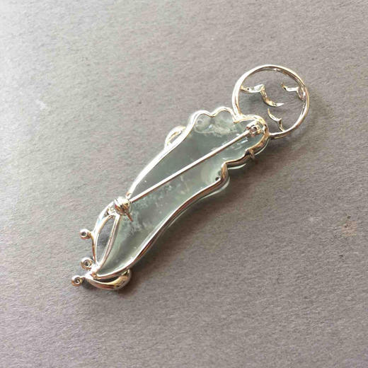 高冰种翡翠吊坠胸针两用款18k白金钻石镶嵌 商品图4