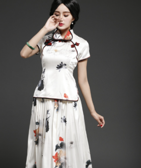 QYH1697320重磅真丝高端修身民族风两件套