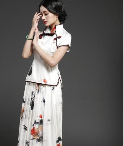 QYH1697320重磅真丝高端修身民族风两件套 商品图2