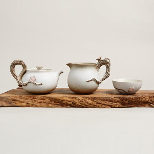 楚汉陶丨陶瓷茶具 6人功夫茶具 相思梅套组 古白釉 商品图1