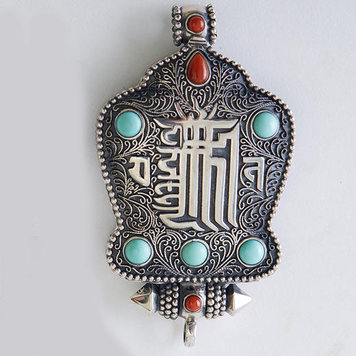 且梵藏式精工纯银十相自在吉祥吊坠嘎乌挂件平安