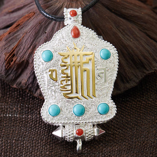 藏式精工纯银十相自在吉祥吊坠嘎乌挂件平安