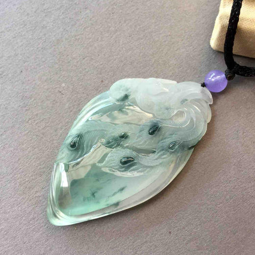 翡翠高冰种飘花凤凰，林双作品 商品图1