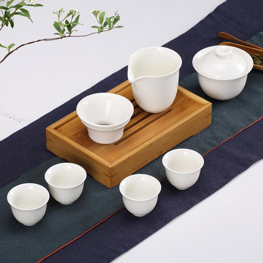 茶人岭 素简 白瓷茶具套组8件 商品图1